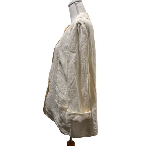J Jill Blazer Womens Ivory Linen Single Button Pockets Lightweight Jacket XL NWT - Picture 5 of 11
